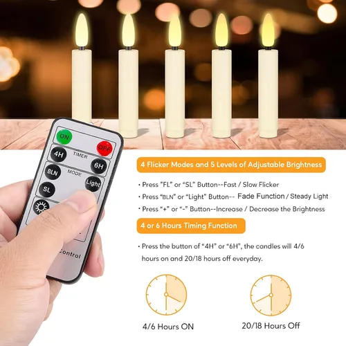 Vista 3 de Velas LED con control remoto para velas LED FPOO y yunsheng