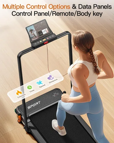 Vista 6 de FUNRAY Versatile Walking Pad Treadmill with Incline - Dual-Sided Under Desk Treadmill with Foot Massage,2 in 1 Walking Pad for Home/Office, Portable