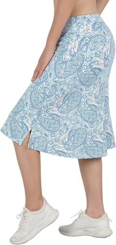 Vista 4 de Falda pantalón hasta la rodilla para mujer con bolsillos, falda midi con pantalones cortos integrados, falda de tenis de golf para uso casual