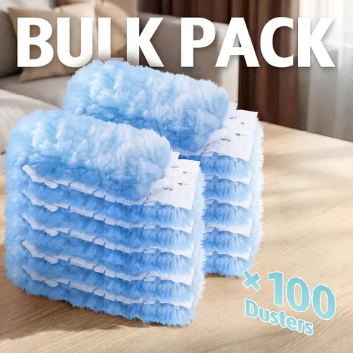 Vista 7 de Recambio de plumero para plumero Swiffer, 100 repuestos de plumero resistentes de 2 lados de 360°, 6 microfibras, plumeros desechables