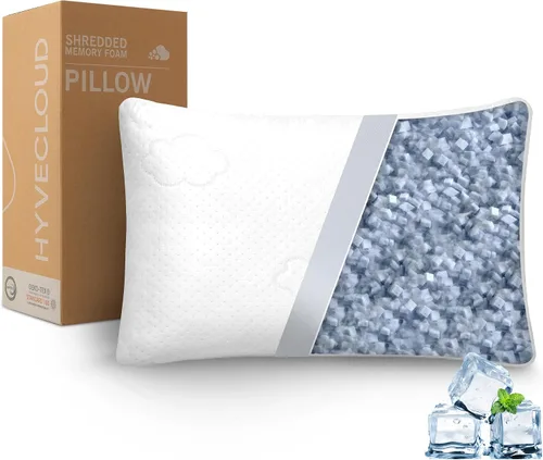 Vista 6 de Almohadas de Espuma Viscoelástica Triturada para Sueño Profundo, Almohada de Cama para Soporte del Cuello con Funda Removible y Lavable, Bend