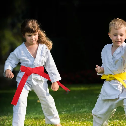 Vista 6 de BESPORTBLE Cinturón de Taekwondo de 6 piezas, traje negro para niños, conjuntos de regalos para hombres y niños, cinturones para niños, cinturón