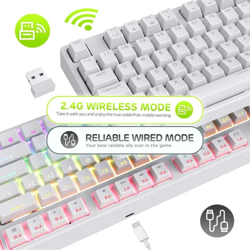 Vista 3 de RK ROYAL KLUDGE RK87 Sink87G RGB 80 Teclado mecánico inalámbrico 24G Tenkeyless Teclado mecánico con software programable 87 teclas interruptores