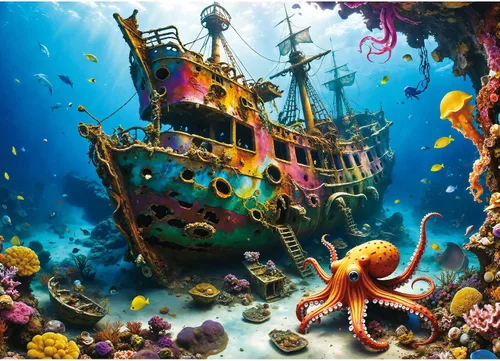 Vista 10 de 1000 Peice Puzzle for Adults Fantasy Undersea Girl Ocean Puzzles Chica submarina