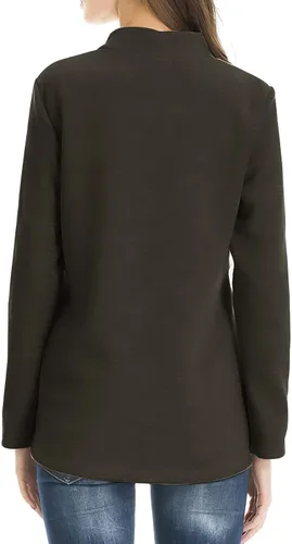 Vista 3 de Smallshow Camisetas de maternidad con forro polar para mujer, manga larga, ropa para amamantar Verde militar