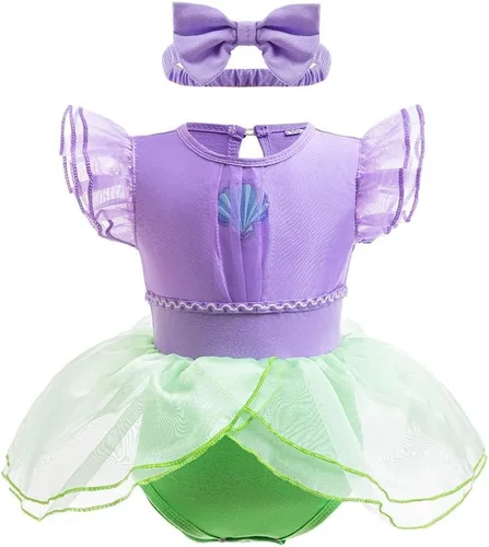 Vista 5 de Disfraz de princesa de Navidad para niñas, sirena, Bella, Sofía, para Halloween o cumpleaños, mameluco de tutú con diadema