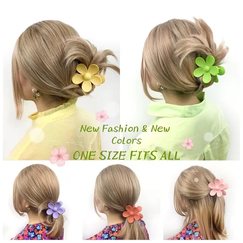 Vista 5 de Pinzas para el cabello de flores, 8 unidades, pinzas grandes para mujeres y niñas, cabello grueso y delgado, agarre fuerte, antideslizantes