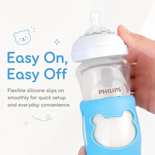 Vista 6 de Fundas de silicona para biberones Philips Avent, para biberones naturales de Philips Avent, soporte antirotura para biberones de vidrio Avent, 8