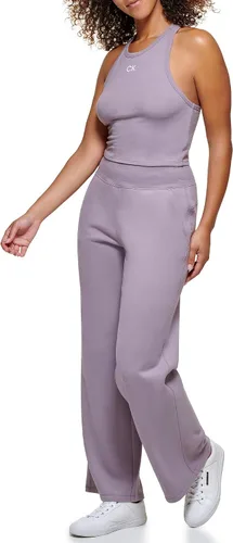 Vista 6 de Calvin Klein Performance Camiseta básica Calvin Klein con espalda cruzada para mujer, Lila ahumado