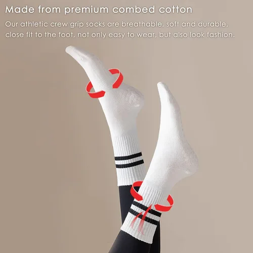 Vista 6 de 3 pares de calcetines de yoga con agarre para mujer, calcetines antideslizantes para pilates, entrenamiento, ballet, danza, calcetines de hospital