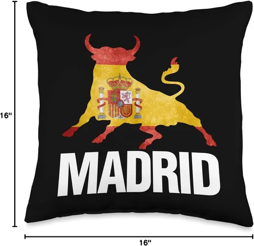 Vista 4 de Espana Visit Spain Gifts - Almohada de regalo con bandera de Madrid (16.0 x 16.0 in), multicolor