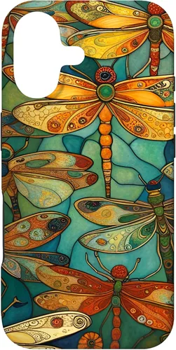 Vista 32 de iPhone 16 Dragonfly Party III Pretty Dragonflies In A Garden Flying Case