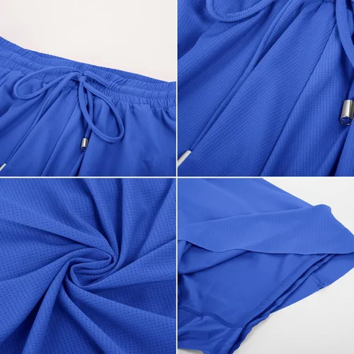 Vista 7 de JACK SMITH Pantalones cortos de correr 2 en 1 para mujer, de secado rápido, pantalones cortos de tenis fluidos para fitness, yoga, entrenamiento