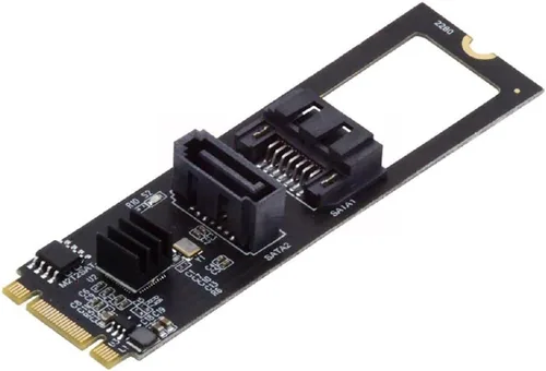 Vista 10 de Cablecc PCI Express NGFF Key B+M a SATA 3.0 6Gbps Dual Puertos Adaptador Vertical Convertidor Disco Duro Tarjeta de Extensión JMB582 2230 2242 2260