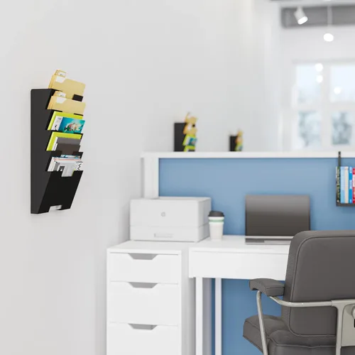 Vista 4 de Colgador para pared, diseño con texto File Conjunto de 5, Negro