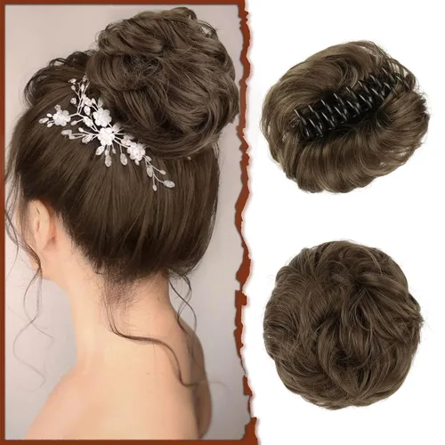 Vista 26 de SOFEIYAN Pinza de Gancho Extension de Cabello con Forma de Moño Desordenado, Cabello Ondulado y Rizado, Pinza de Gancho, Chignon, Cola de Caballo