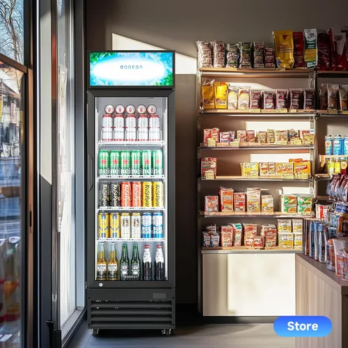 Vista 9 de BODEGA BODEGACOOLER Refrigerador Comercial Exhibidor de 9 Pies Cúbicos, Refrigerador Comercial Grande Negro con Puerta de Vidrio, Luz LED/Cerradura