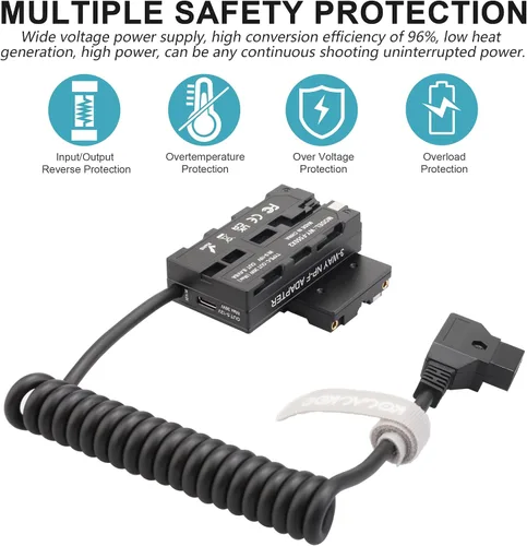Vista 7 de D-Tap Ptap a doble cara NP-F550/970/570/770 Adaptador de corriente de batería ficticia (estructura cruzada) para monitor de campo, transmisión