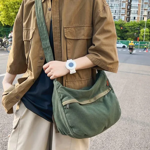 Vista 5 de Bolso de lona para mujeres y hombres, bolsos unisex para mujer, bolsos cruzados, bolso de hombro Hobo para adolescentes y niñas