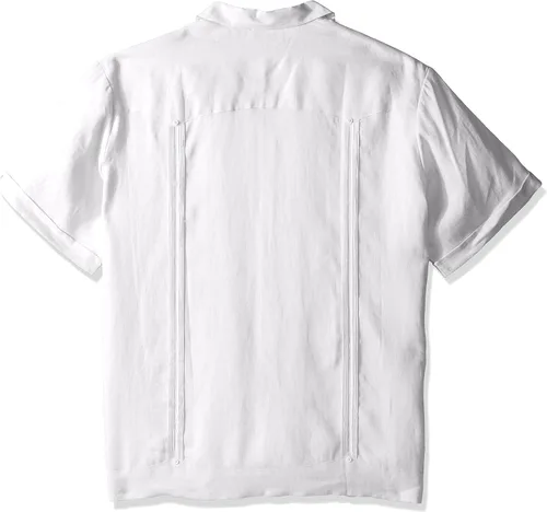 Vista 2 de Cubavera Men's 100% Linen Four-Pocket Short Sleeve Button-Down Guayabera Shirt (Size Small - 5X)
