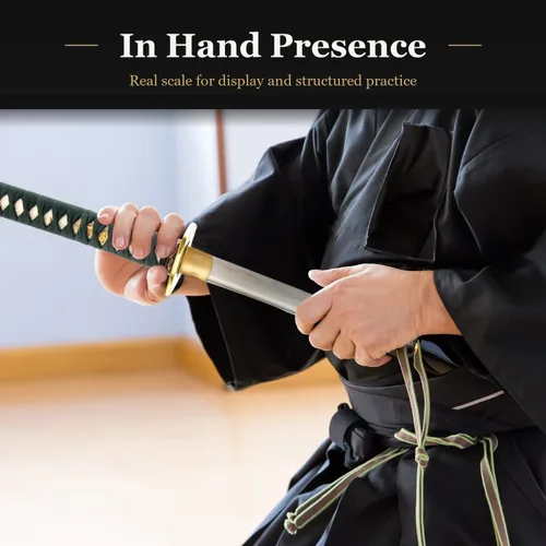 Vista 3 de HMS Hand Forged Carbon Steel Black Wooden Scabbard Samurai Katana Sword