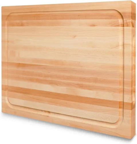 Vista 10 de Tabla de cortar de nogal para cocina, madera dura cultivada en EE.UU., 20 x 15 pulgadas, con asa interior invisible, preacabada con aceite de grado