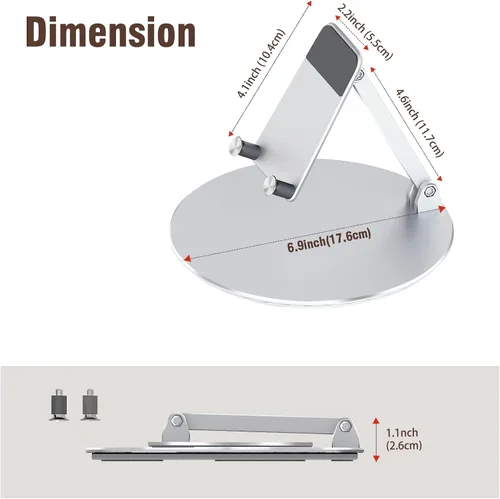 Vista 5 de Soporte giratorio e inclinable para Echo Hub, con base giratoria de 360°, soporte de escritorio para Alexa Hub, multiángulo, soporte de montaje