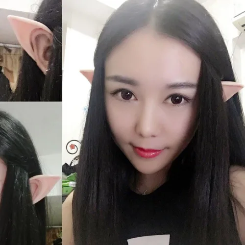 Vista 7 de Secaden Cosplay Fairy Pixie Elf Orejas suaves puntas puntiagudas para disfraz de anime