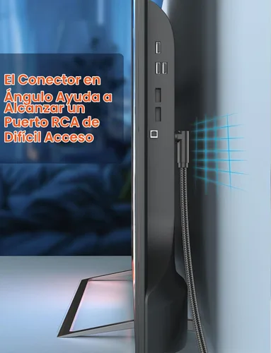 Vista 7 de VANAUX Cable de graves de 90 grados, cable de audio RCA a RCA premium, (conectores chapados en oro) ideal para espacios reducidos, cine en casa