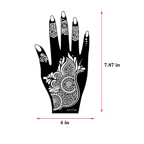 Vista 2 de XMASIR 20 hojas de plantillas de tatuaje de henna para mano, plantillas temporales de tatuaje de aerógrafo, calcomanías de tatuaje árabe, plantillas