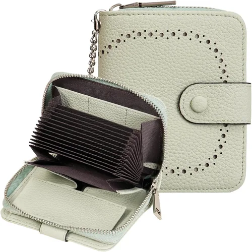 Vista 17 de GAEKEAO Cartera de cuero para tarjetas de crédito para mujer, bloqueo RFID, gran capacidad, plegable, con cremallera, organizador de tarjetas