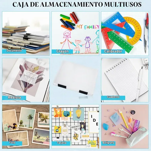 Vista 5 de PerKoop - Caja de almacenamiento de papel transparente, 6 unidades, 12.4 x 9.84 x 1.18 pulgadas, color negro
