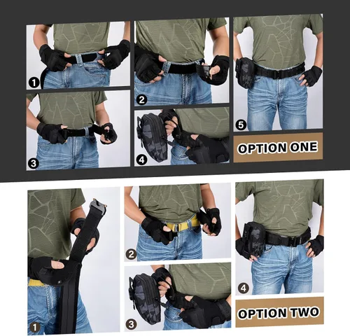 Vista 7 de Tactical Belt with Buckle Molle Belt Security Utility Belt with Pouch Heavy Duty Battle Belt with Premium Pouch Negro