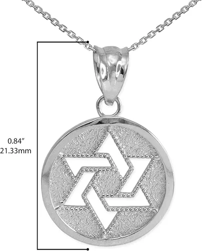 Vista 3 de Collar con colgante de estrella de David de plata de ley 925 con borde milgrain
