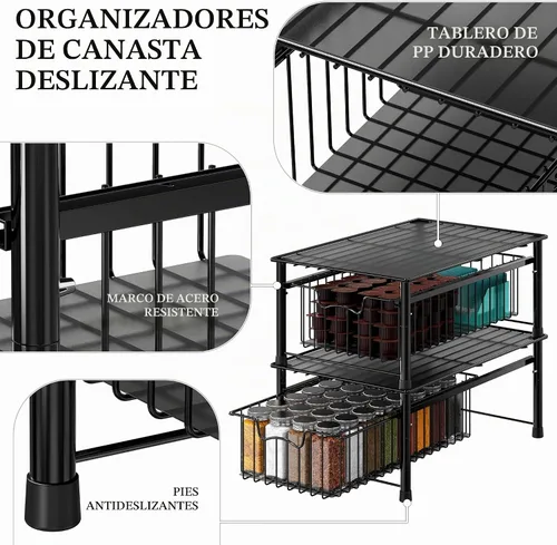 Vista 4 de Simple Houseware - Cajón apilable, color negro