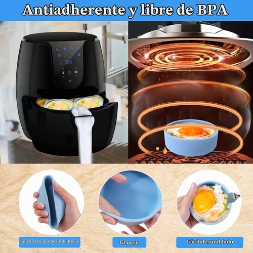 Vista 7 de XANGNIER Molde de huevo de freidora de aire de silicona,Tazón de platos