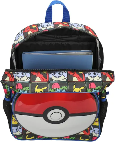 Vista 5 de Pokemon Evolutions - Mochila con panel frontal moldeado de pokeball de 16 pulgadas para niños, Multi colorido