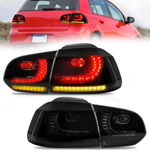 Vista 8 de VLAND Luces traseras para Golf 6ª generación 2010-2014, con señal de giro secuencial, rojo ahumado