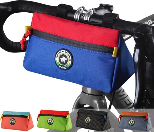 Vista 9 de Bolsa para Manillar de Bicicleta Vortika, Paquete de Cesta Frontal para Bicicleta Infantil, Bolsa Impermeable para Bicicletas, Bolsa Pequeña