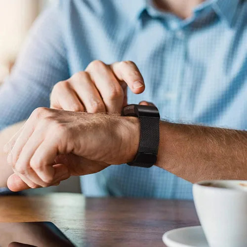 Vista 6 de Correa de metal compatible con Fitbit Charge 2 bandas para mujeres y hombres, correa de repuesto ajustable de malla de acero inoxidable para Fitbit