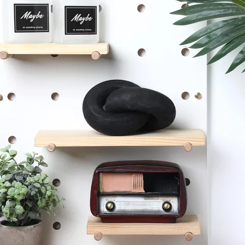 Vista 6 de Yalikop - Decoración de 2 eslabones de madera con nudos, color negro