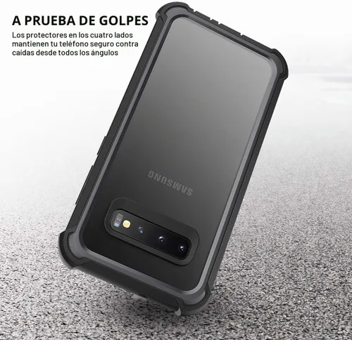 Vista 5 de Dexnor Funda para Galaxy S10 Plus con protector de pantalla, transparente, resistente, de cuerpo completo, a prueba de golpes, parte trasera dura