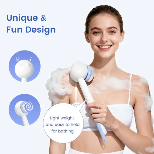 Vista 8 de Cepillo Eléctrico para Espalda de Ducha, Cepillo Corporal, Cepillo Corporal de Ducha Impermeable para Limpieza y Masaje, Cepillo de Baño Recargable