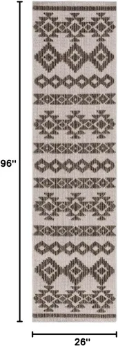 Vista 2 de SAFAVIEH Global Collection - Alfombra de pasillo, 2 pies 2 pulgadas x 8 pies, diseño beige y beige oscuro, no desprende pelusa y de fácil cuidado
