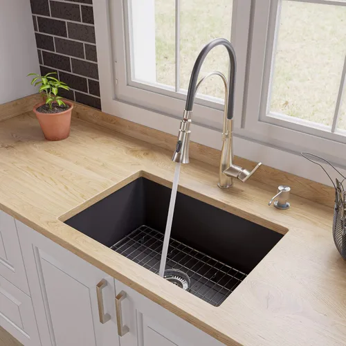Vista 4 de ALFI brand ABF2718UD-BM - Fregadero de cocina, negro mate