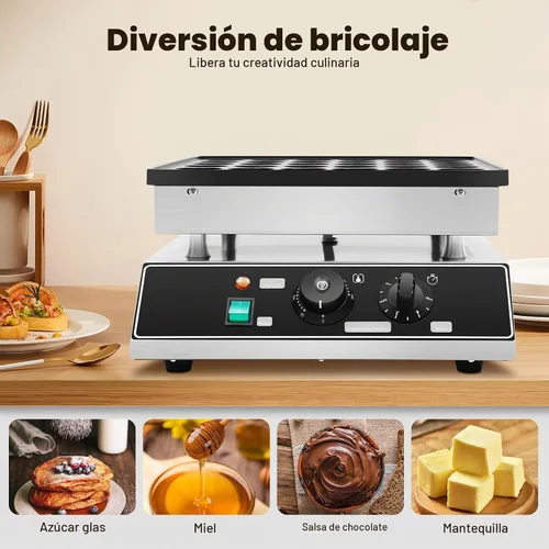Vista 5 de Mini panqueques holandés eléctrico, plancha antiadherente de 36 tazas para crepes y magdalenas