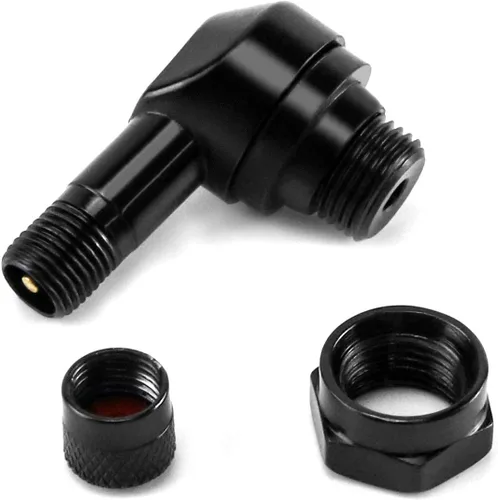 Vista 5 de QWORK Vástagos de válvula de neumático de motocicleta CNC, paquete de 2 vástagos de aire de válvula de aluminio de 90 grados y aleación de aluminio