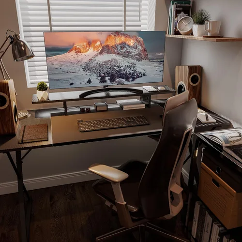 Vista 2 de EUREKA ERGONOMIC Soporte de monitor dual de fibra de carbono ajustable