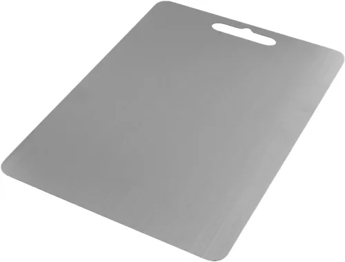 Vista 6 de Stainless Steel Cutting Board with Juice Groove and Handle Hole, Non-Warping Robust Sided Cutting Board for Meat and Vegetables (25 * 36)