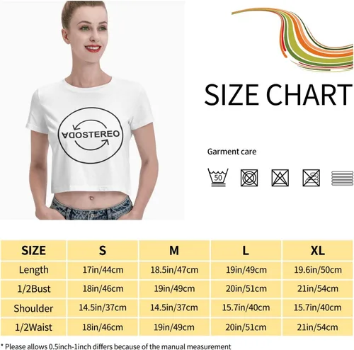 Vista 6 de Soda Stereo Logo Crop Top Femenino Casual Cuello Redondo Manga Corta Fugas Navel Camiseta